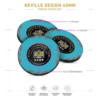 Customisable Poker Chips - Neville, Clay, 40mm, 14g - Acesfull