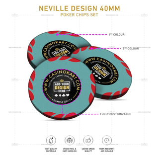 Customisable Poker Chips - Neville, Clay, 40mm, 14g - Acesfull