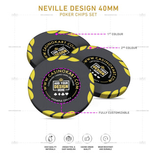 Customisable Poker Chips - Neville, Clay, 40mm, 14g - Acesfull