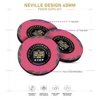 Customisable Poker Chips - Neville, Clay, 40mm, 14g - Acesfull