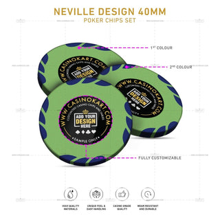 Customisable Poker Chips - Neville, Clay, 40mm, 14g - Acesfull