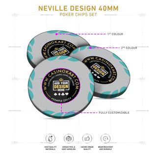 Customisable Poker Chips - Neville, Clay, 40mm, 14g - Acesfull