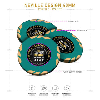 Customisable Poker Chips - Neville, Clay, 40mm, 14g - Acesfull