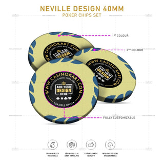 Customisable Poker Chips - Neville, Clay, 40mm, 14g - Acesfull