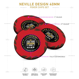 Customisable Poker Chips - Neville, Clay, 40mm, 14g - Acesfull
