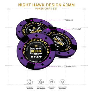 Customisable Poker Chips - Night Hawk, Clay, 40mm, 14g - Acesfull