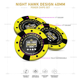 Customisable Poker Chips - Night Hawk, Clay, 40mm, 14g - Acesfull