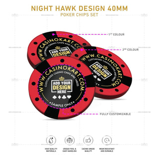 Customisable Poker Chips - Night Hawk, Clay, 40mm, 14g - Acesfull