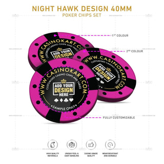 Customisable Poker Chips - Night Hawk, Clay, 40mm, 14g - Acesfull