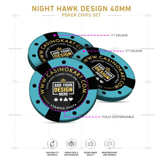Customisable Poker Chips - Night Hawk, Clay, 40mm, 14g - Acesfull