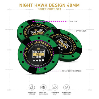 Customisable Poker Chips - Night Hawk, Clay, 40mm, 14g - Acesfull