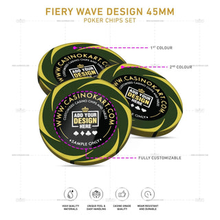 Customisable Poker Chips- Fiery Wave, Clay, 45mm, 18g - Acesfull