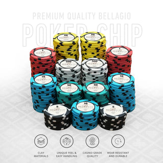 Bellagio Casino Poker Chipset - EPT, 300/500 Pcs, Clay, 40mm, 14g - Acesfull