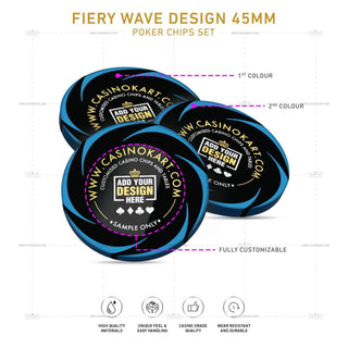 Customisable Poker Chips- Fiery Wave, Clay, 45mm, 18g - Acesfull