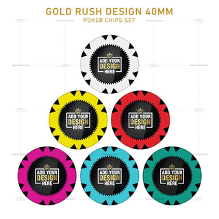Customisable Poker Chips - Gold Rush, Clay, 40mm, 14g - Acesfull