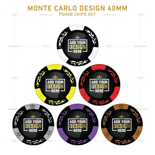 Customisable Poker Chips - Monte Carlo, Clay, 40mm, 14g - Acesfull