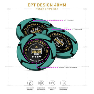 Customisable Poker Chips - EPT, Clay, 40mm, 14g - Acesfull