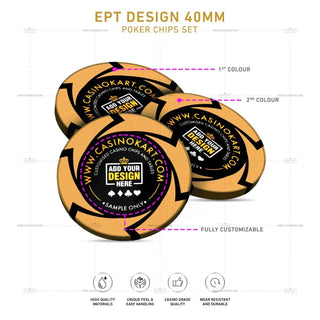 Customisable Poker Chips - EPT, Clay, 40mm, 14g - Acesfull