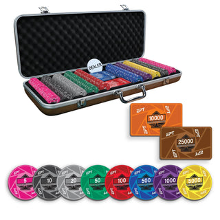 EPT Poker Chipset - 300/500 Pcs, 10/20 Plaques, Ceramic, 40mm, 10g - Acesfull