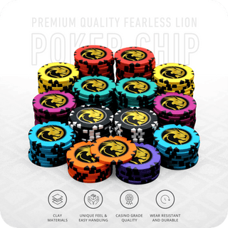 Fearless Lion Poker Chipset Without Denomination - GR, 300/500 Pcs, Clay, 40mm, 14g - Acesfull