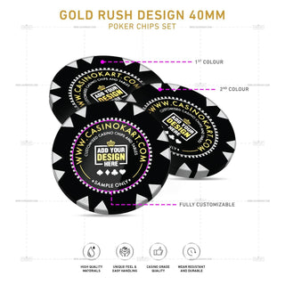 Customisable Poker Chips - Gold Rush, Clay, 40mm, 14g - Acesfull