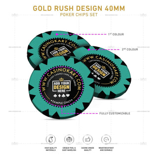 Customisable Poker Chips - Gold Rush, Clay, 40mm, 14g - Acesfull
