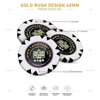 Customisable Poker Chips - Gold Rush, Clay, 40mm, 14g - Acesfull