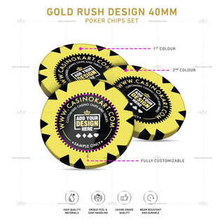 Customisable Poker Chips - Gold Rush, Clay, 40mm, 14g - Acesfull