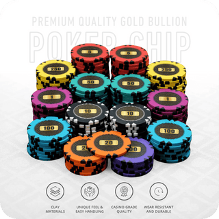 Gold Bullion Poker Chipset - GR, 300/500 Pcs, Clay, 40mm, 14g - Acesfull
