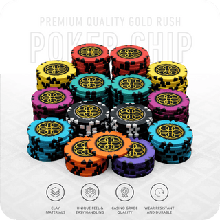 Gold Rush Poker Chipset Without Denomination - GR, 300/500 Pcs, Clay, 40mm, 14g - Acesfull