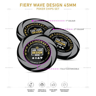 Customisable Poker Chips- Fiery Wave, Clay, 45mm, 18g - Acesfull