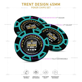 Customisable Poker Chips - Trent, Clay, 45mm, 18g - Acesfull