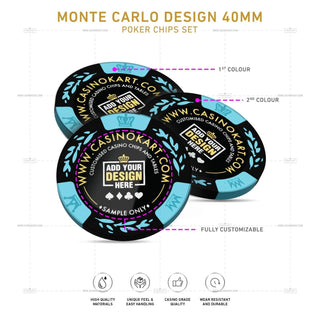 Customisable Poker Chips - Monte Carlo, Clay, 40mm, 14g - Acesfull