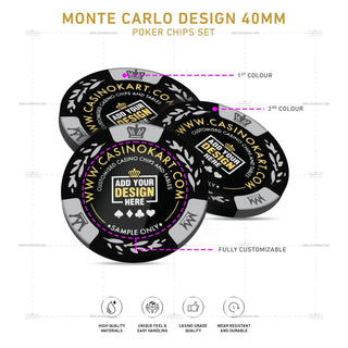 Customisable Poker Chips - Monte Carlo, Clay, 40mm, 14g - Acesfull