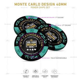 Customisable Poker Chips - Monte Carlo, Clay, 40mm, 14g - Acesfull