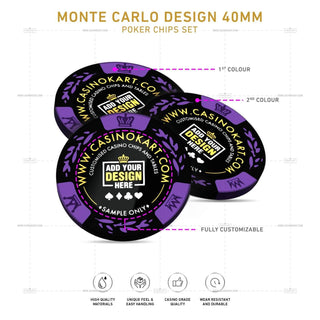 Customisable Poker Chips - Monte Carlo, Clay, 40mm, 14g - Acesfull