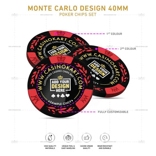 Customisable Poker Chips - Monte Carlo, Clay, 40mm, 14g - Acesfull