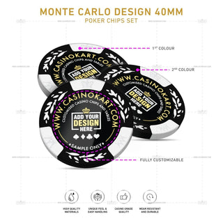 Customisable Poker Chips - Monte Carlo, Clay, 40mm, 14g - Acesfull