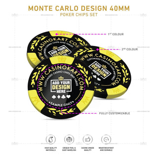 Customisable Poker Chips - Monte Carlo, Clay, 40mm, 14g - Acesfull