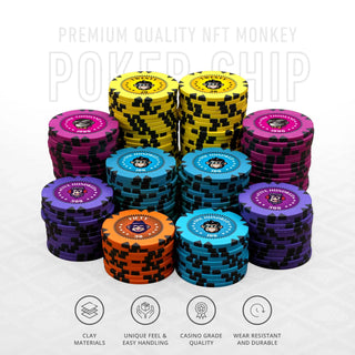 NFT Monkey Poker Chipset - GR, 300/500 Pcs, Clay, 40mm, 14g - Acesfull