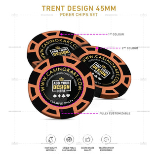 Customisable Poker Chips - Trent, Clay, 45mm, 18g - Acesfull