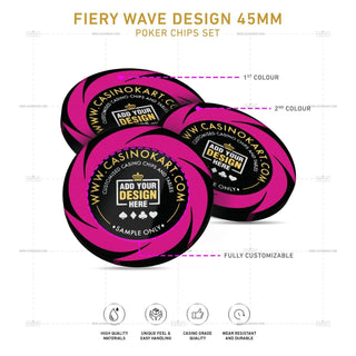 Customisable Poker Chips- Fiery Wave, Clay, 45mm, 18g - Acesfull