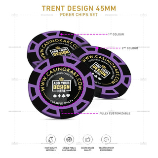 Customisable Poker Chips - Trent, Clay, 45mm, 18g - Acesfull