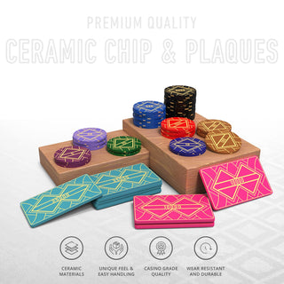 Quadragon Poker Chipset - 300/500 Pcs, 10/20 Plaques, Ceramic, 40mm, 10g - Acesfull