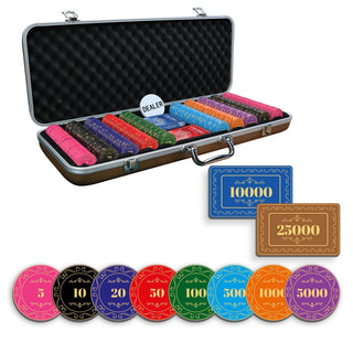 Rosette Poker Chipset - 300/500 Pcs, 10/20 Plaques, Ceramic, 40mm, 10g - Acesfull