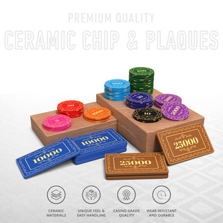 Rosette Poker Chipset - 300/500 Pcs, 10/20 Plaques, Ceramic, 40mm, 10g - Acesfull