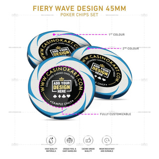 Customisable Poker Chips- Fiery Wave, Clay, 45mm, 18g - Acesfull