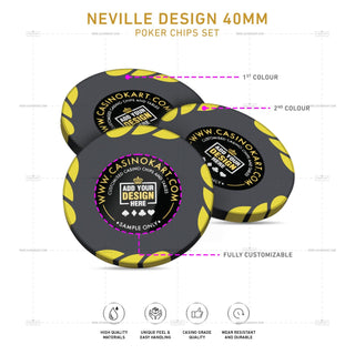 Customisable Gaming Chips - Neville, Clay, 40mm, 14g