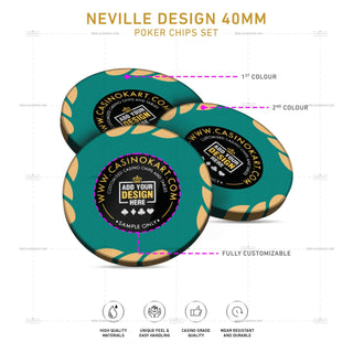 Customisable Gaming Chips - Neville, Clay, 40mm, 14g