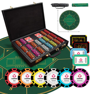 Copag Poker Chipset - TN, 500/800/1000 Pcs, 30/50/80 Plaques, Clay, 45mm, 18g